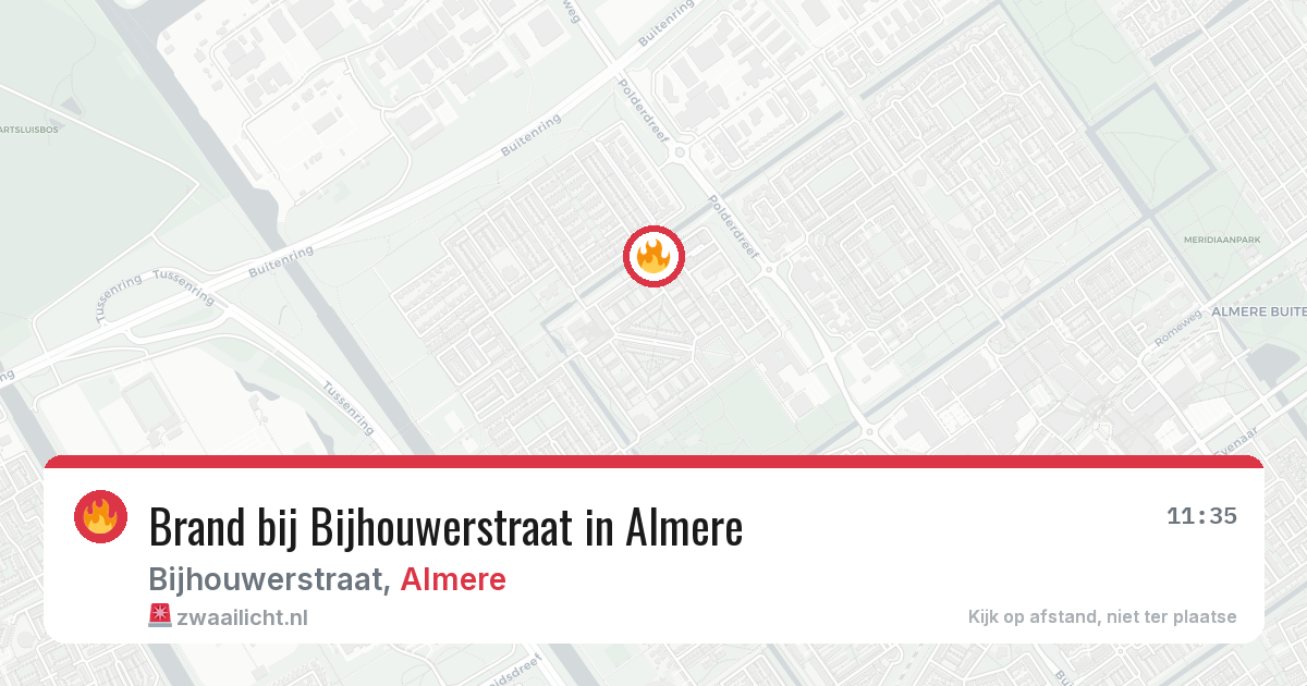 Brand bij Bijhouwerstraat in Almere — 14 aug 2026