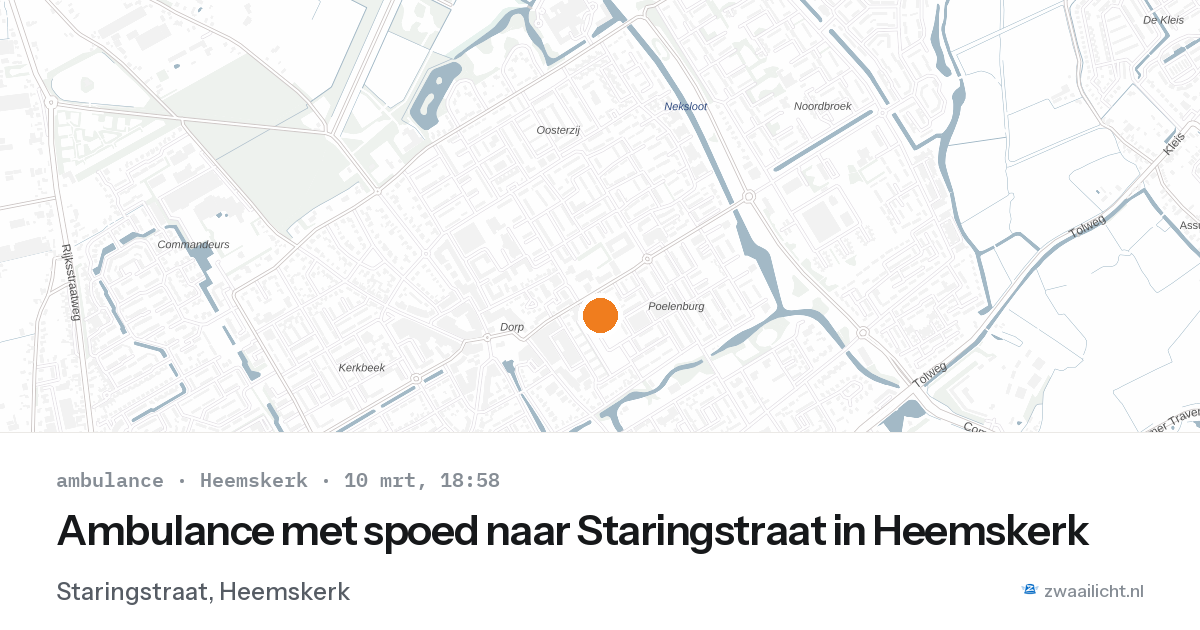 Ambulance met spoed naar Staringstraat in Heemskerk — 10 mrt 2026