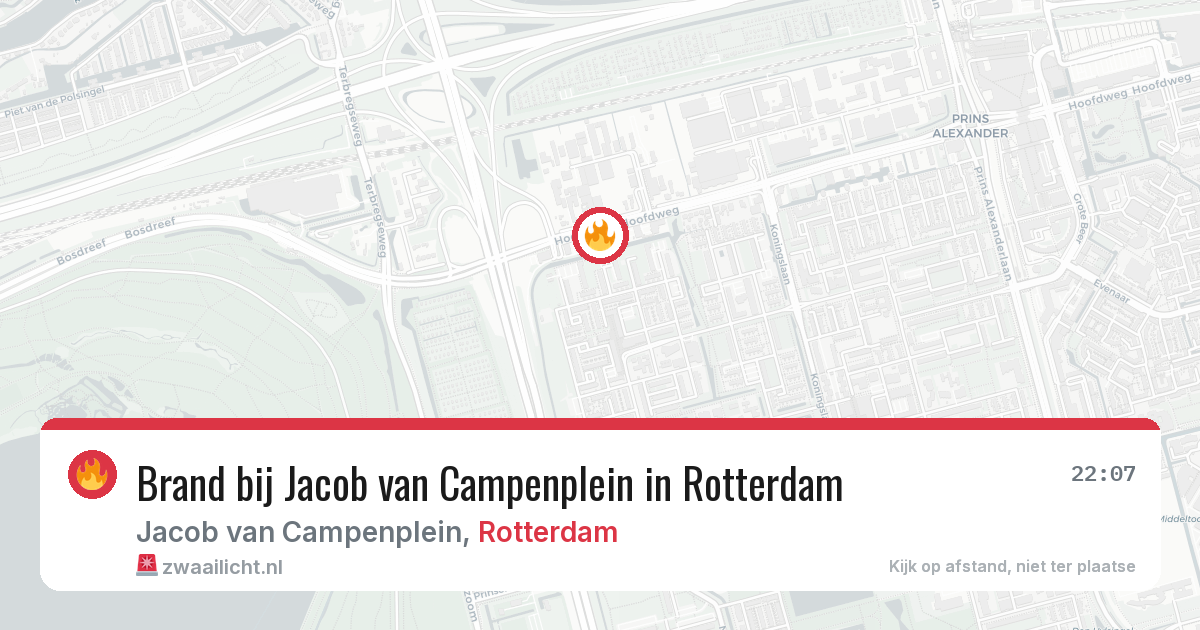 Brand bij Jacob van Campenplein in Rotterdam — 8 apr 2026