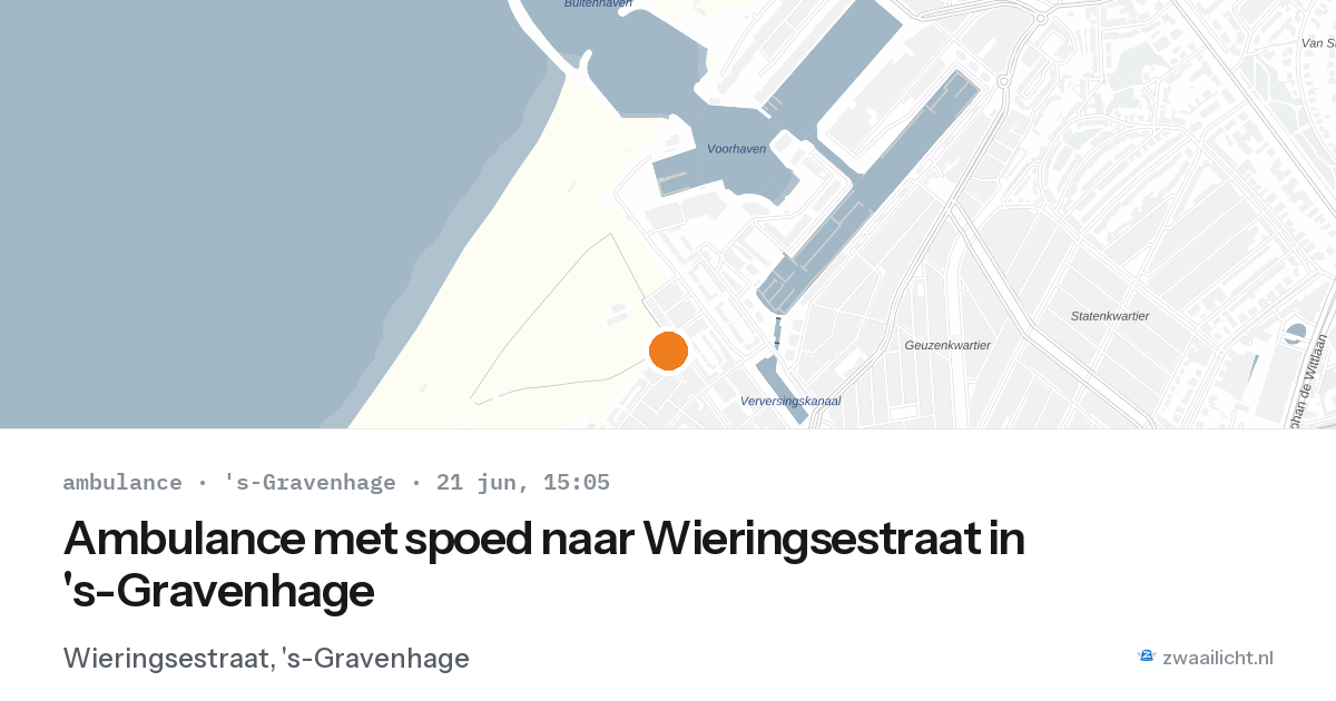 Ambulance met spoed naar Wieringsestraat in 's-Gravenhage — 21 jun 2026