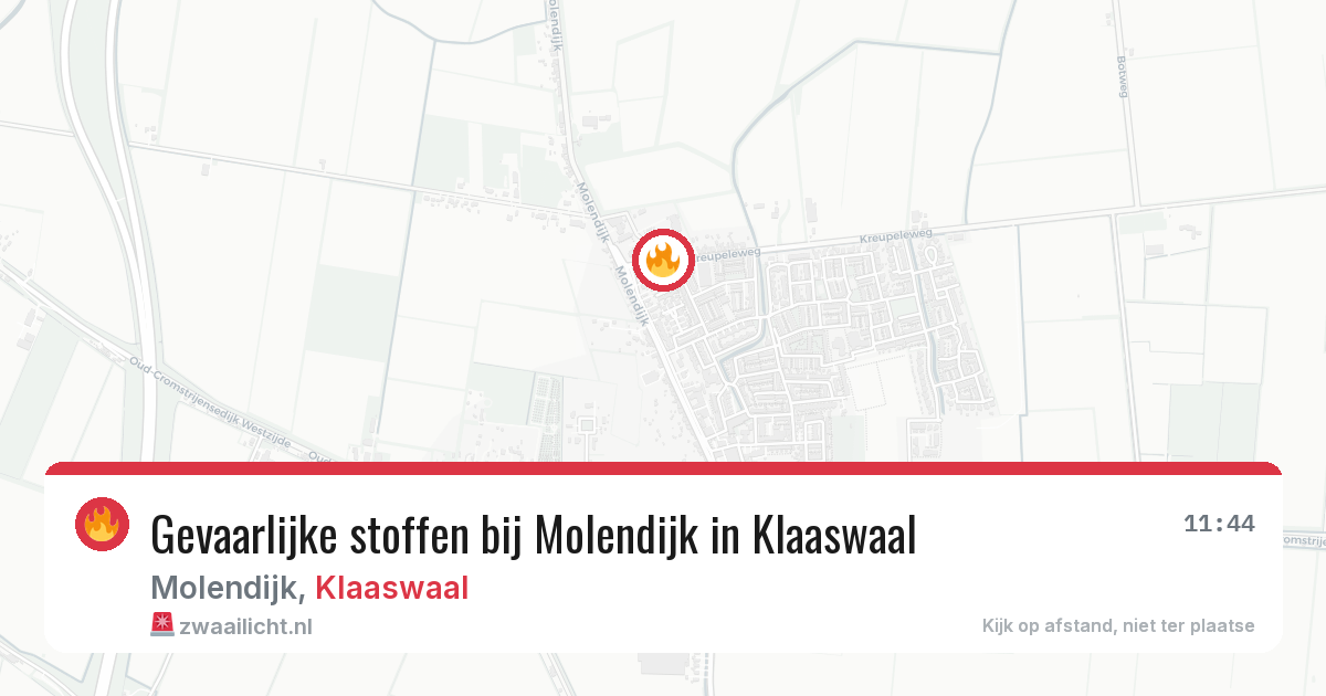 Gevaarlijke stoffen bij Molendijk in Klaaswaal — 12 mrt 2026