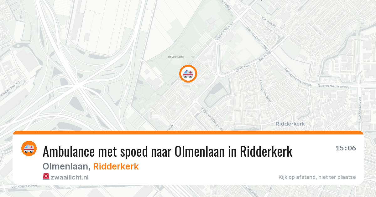 Ambulance met spoed naar Olmenlaan in Ridderkerk — 9 jul 2026
