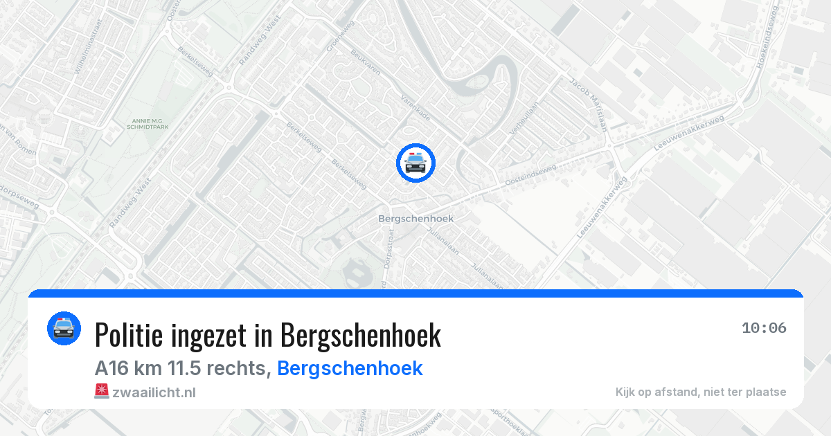Politie ingezet in Bergschenhoek — 12 jun 2026 | 🚨 Zwaailicht.nl