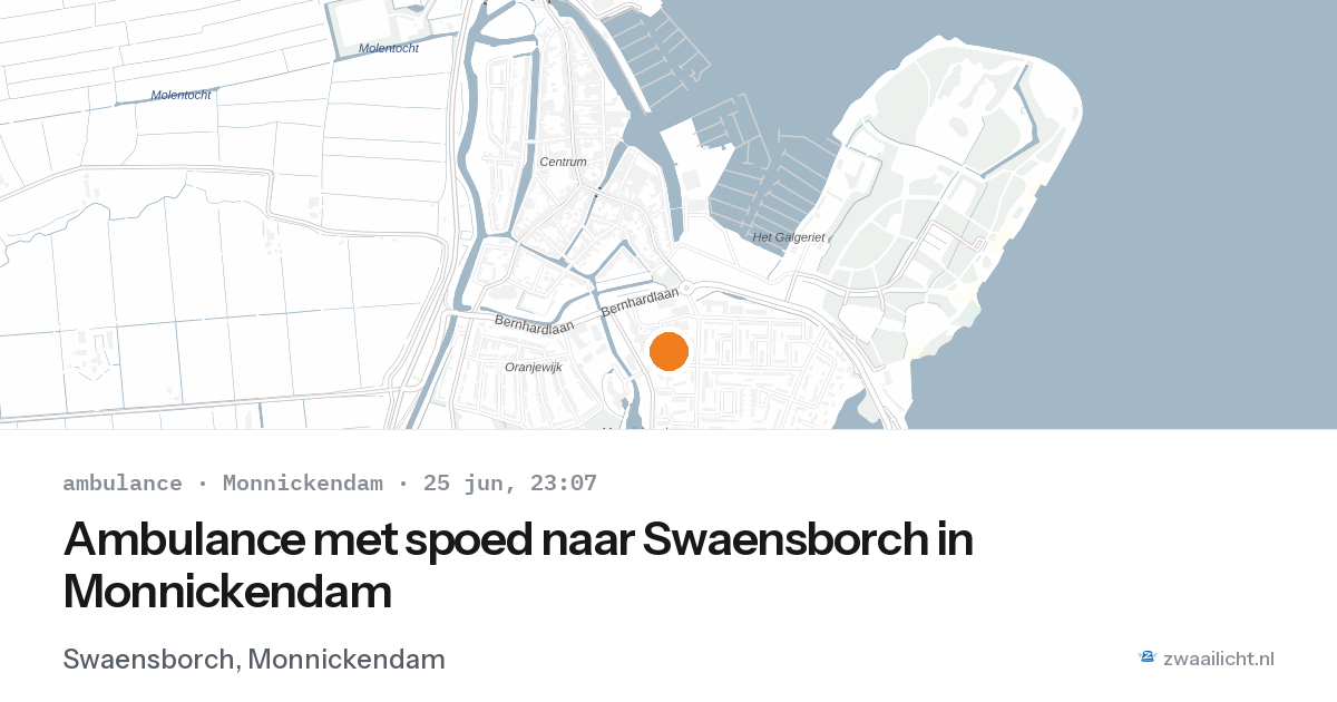 Ambulance met spoed naar Swaensborch in Monnickendam — 25 jun 2026