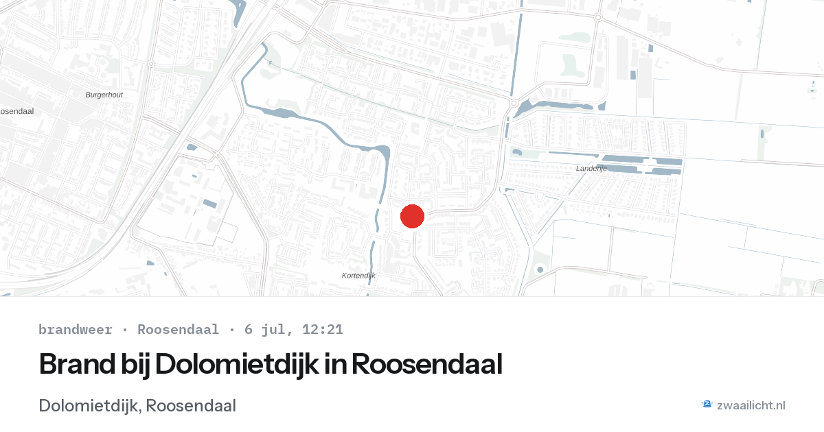 Brand bij Dolomietdijk in Roosendaal — 6 jul 2026