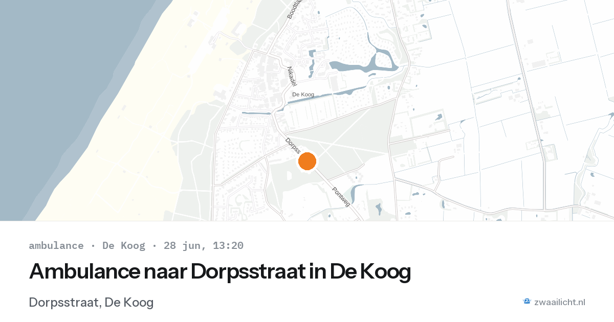Ambulance naar Dorpsstraat in De Koog — 28 jun 2026