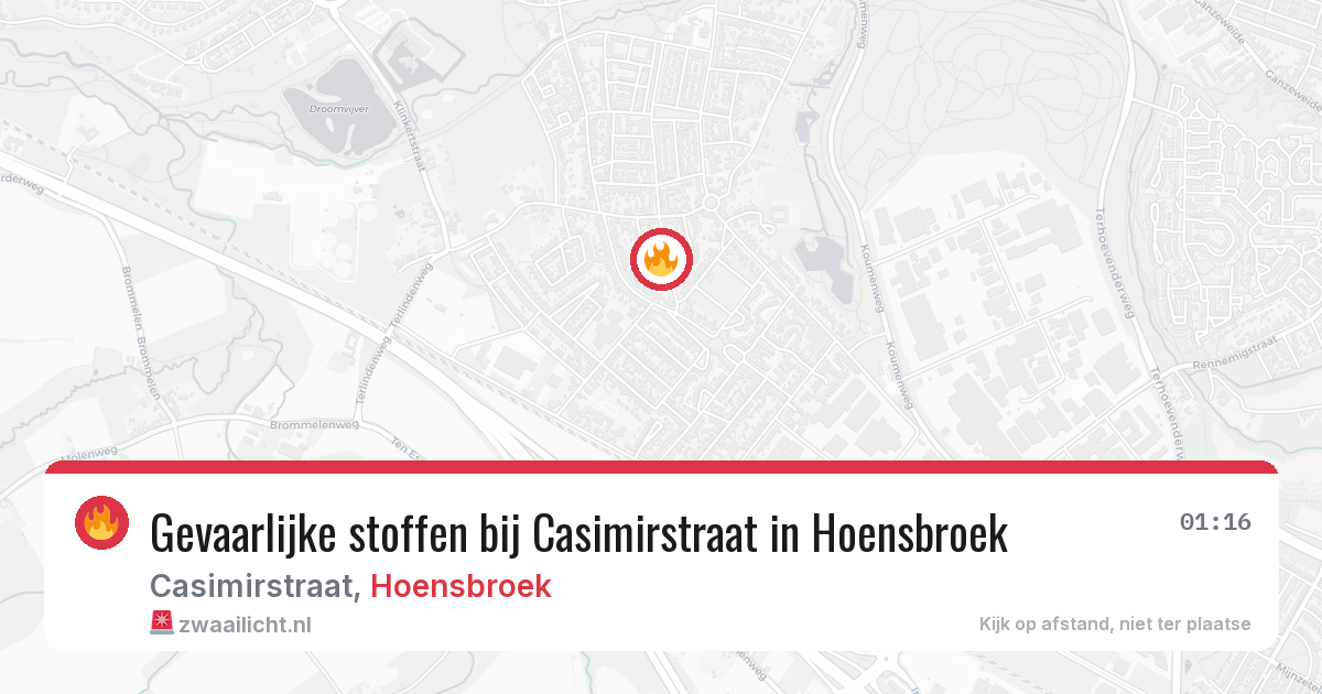 Gevaarlijke stoffen bij Casimirstraat in Hoensbroek — 30 jul 2026