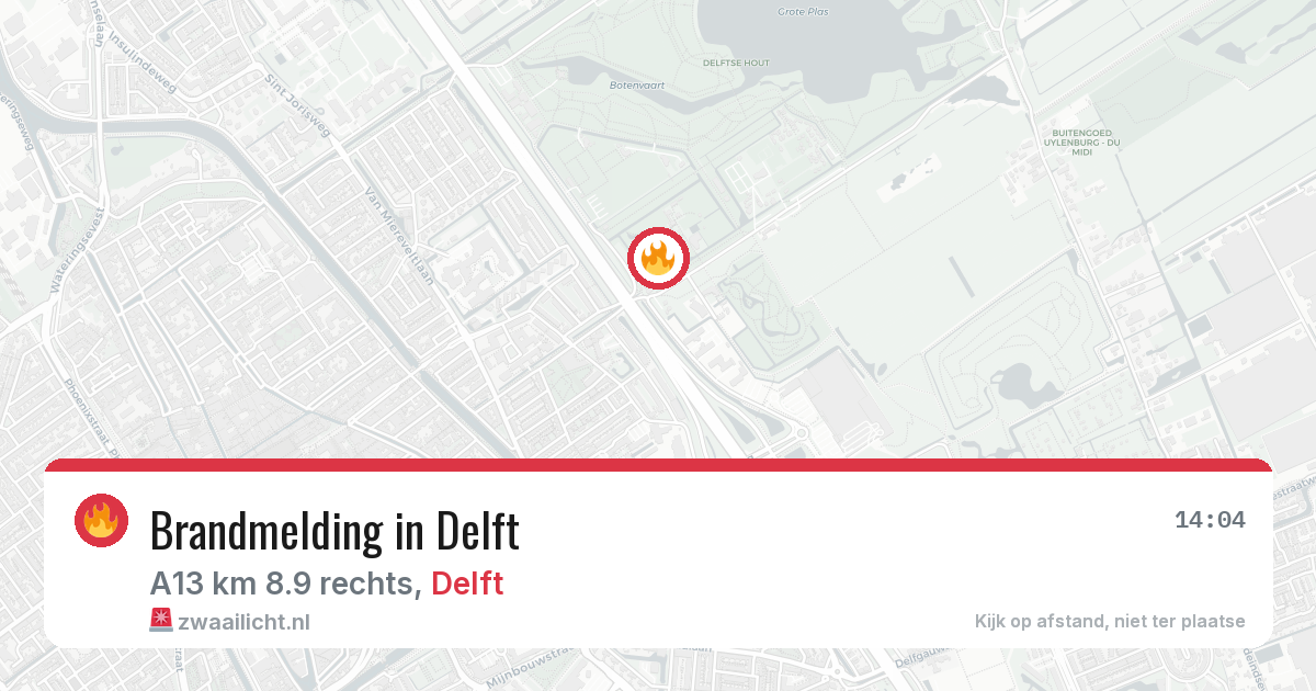 Brandmelding in Delft — 13 aug 2026