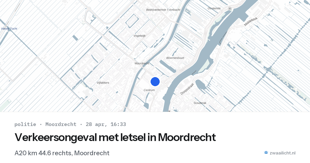 Verkeersongeval met letsel in Moordrecht — 28 apr 2026