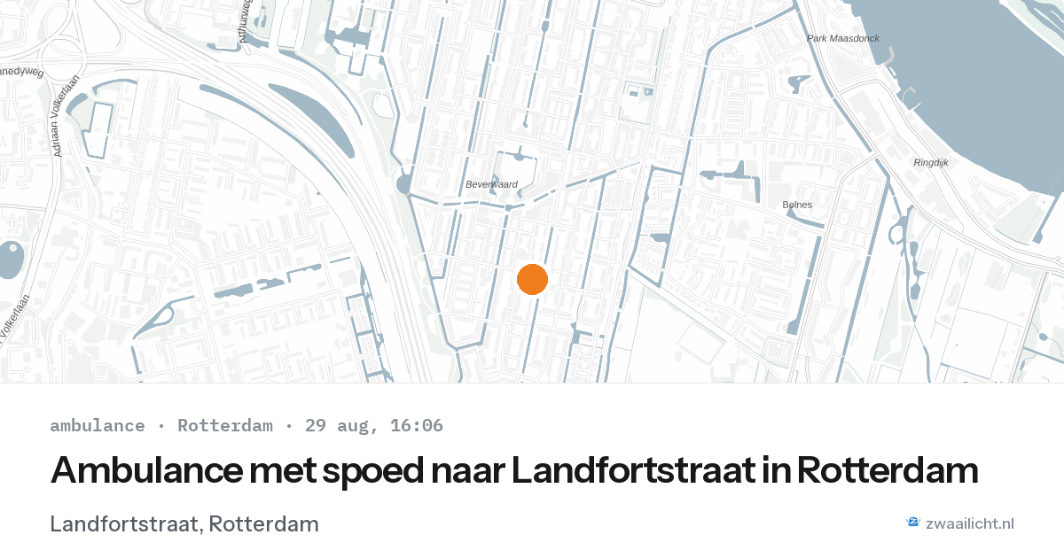 Ambulance met spoed naar Landfortstraat in Rotterdam — 29 aug 2026