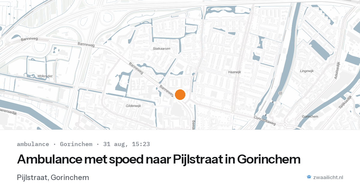 Ambulance met spoed naar Pijlstraat in Gorinchem — 31 aug 2026