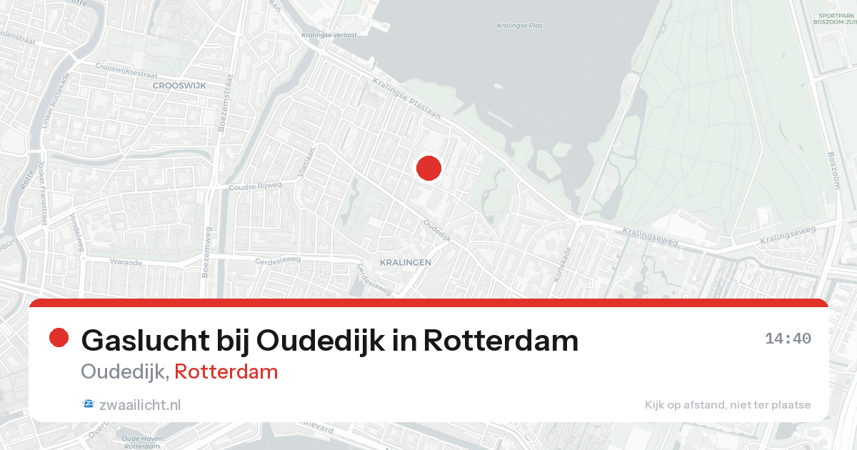 Gaslucht bij Oudedijk in Rotterdam — 18 aug 2026