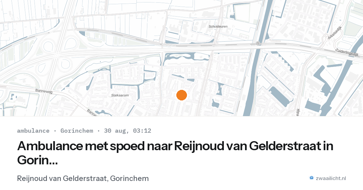 Ambulance met spoed naar Reijnoud van Gelderstraat in Gorinchem — 30 aug 2026