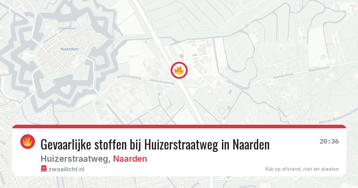 Gevaarlijke stoffen bij Huizerstraatweg in Naarden — 9 jul 2026