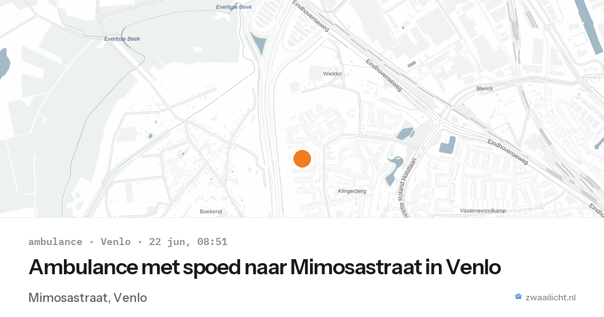 Ambulance met spoed naar Mimosastraat in Venlo — 22 jun 2026