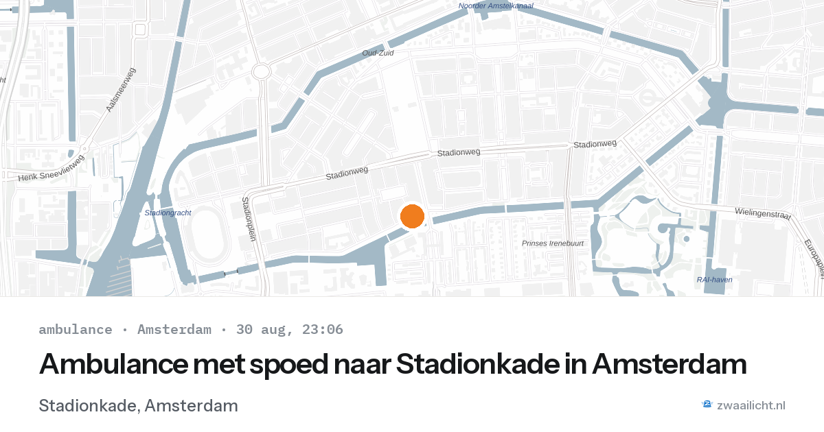 Ambulance met spoed naar Stadionkade in Amsterdam — 30 aug 2026