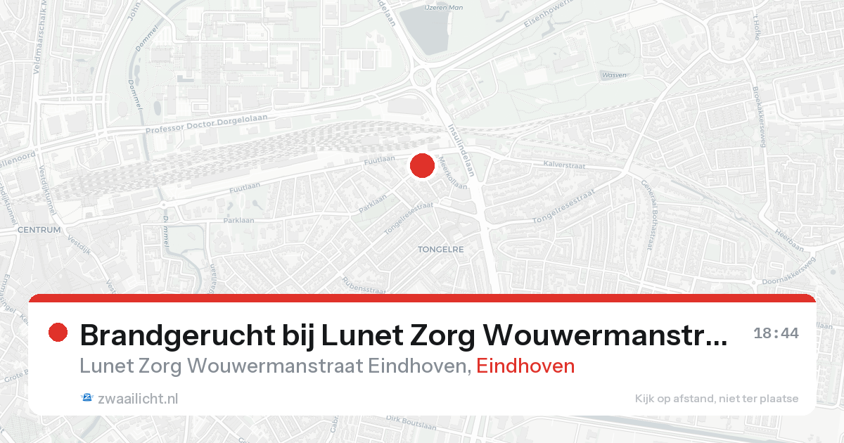 Brandgerucht bij Lunet Zorg Wouwermanstraat Eindhoven in Eindhoven — 17 aug 2026