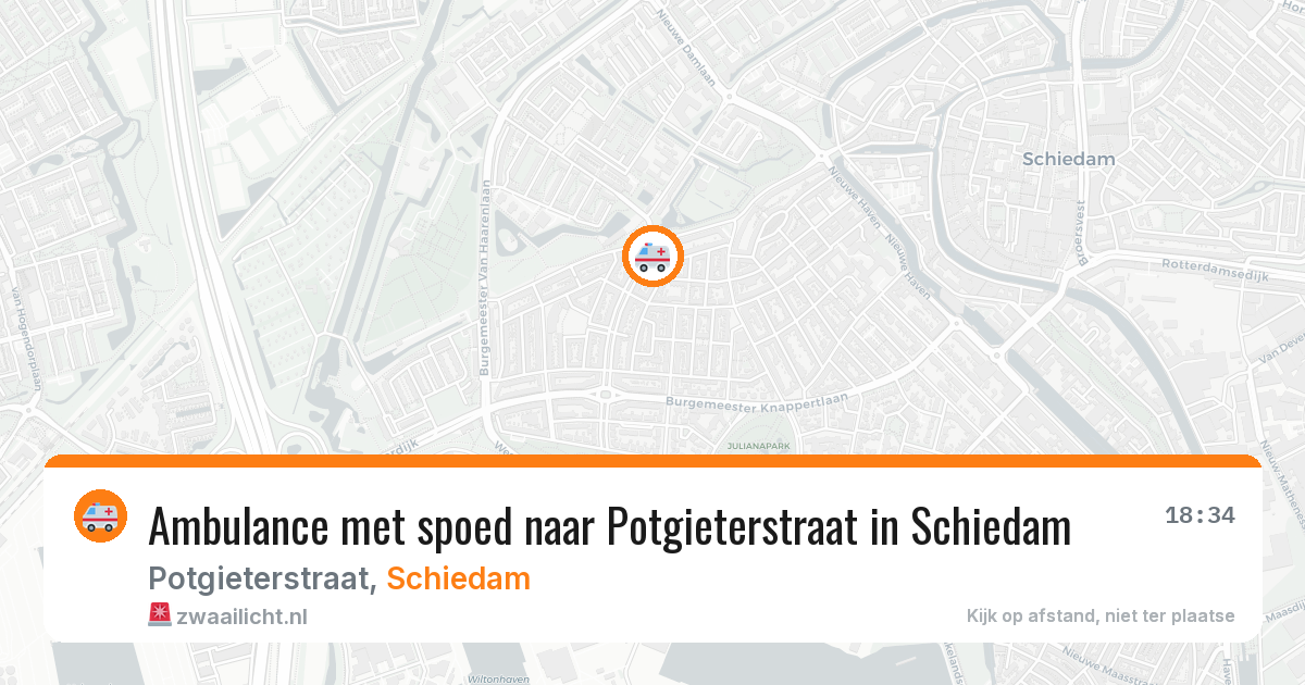 Ambulance met spoed naar Potgieterstraat in Schiedam — 9 jun 2026