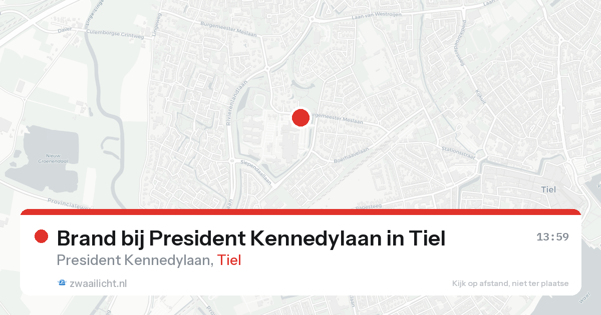 Brand bij President Kennedylaan in Tiel — 20 aug 2026