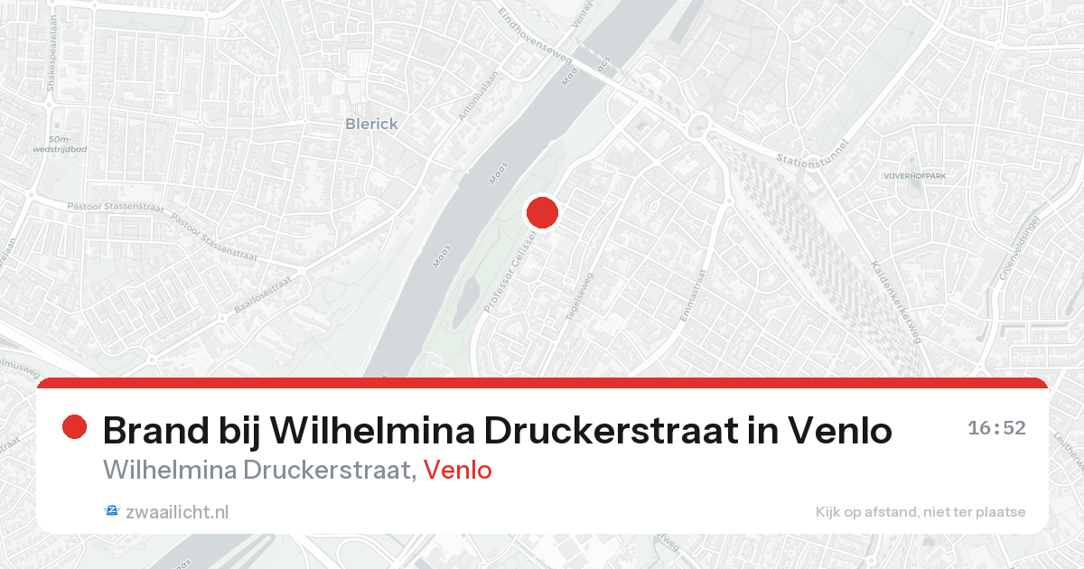 Brand bij Wilhelmina Druckerstraat in Venlo — 15 aug 2026