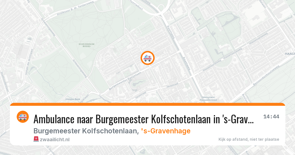 Ambulance naar Burgemeester Kolfschotenlaan in 's-Gravenhage — 14 aug 2026