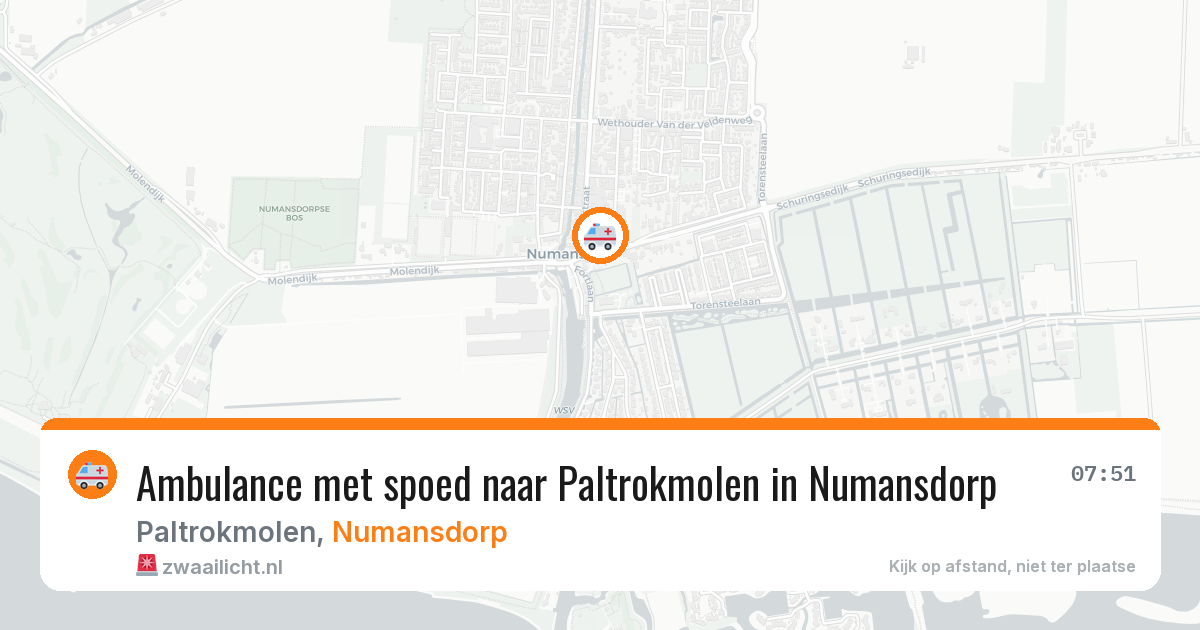 Ambulance met spoed naar Paltrokmolen in Numansdorp — 27 apr 2026