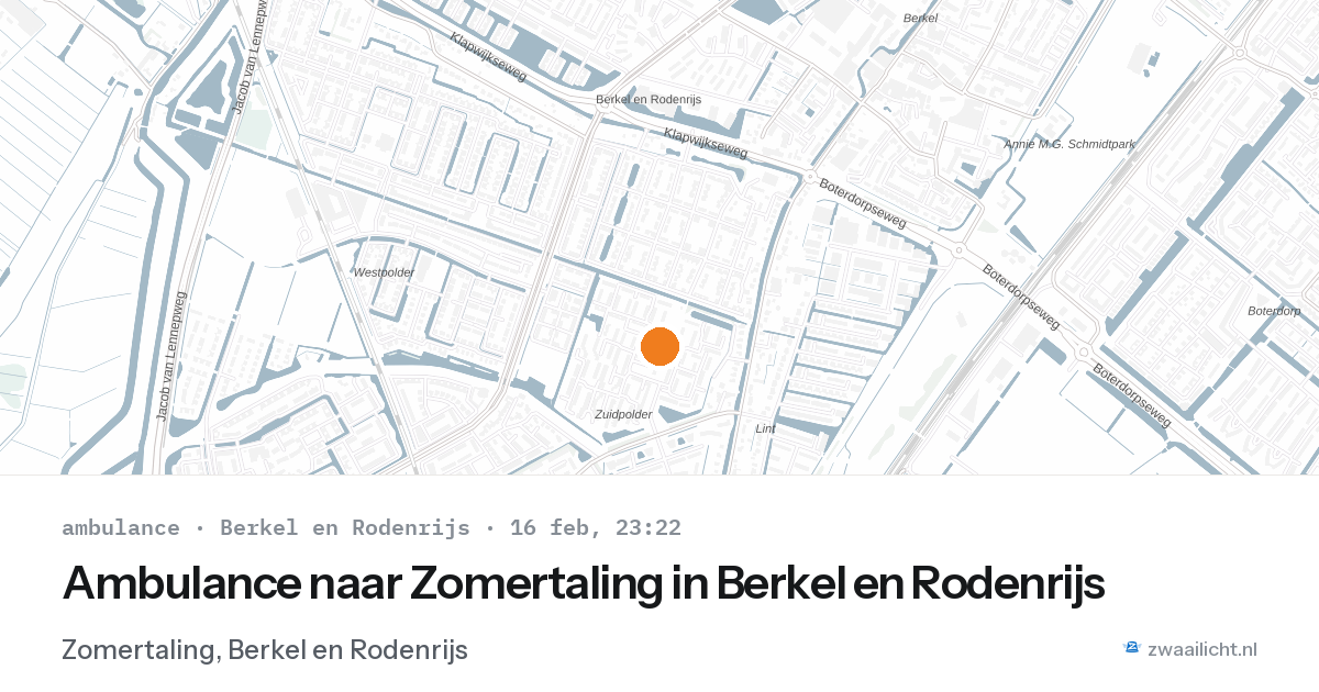 Ambulance naar Zomertaling in Berkel en Rodenrijs — 16 feb 2026
