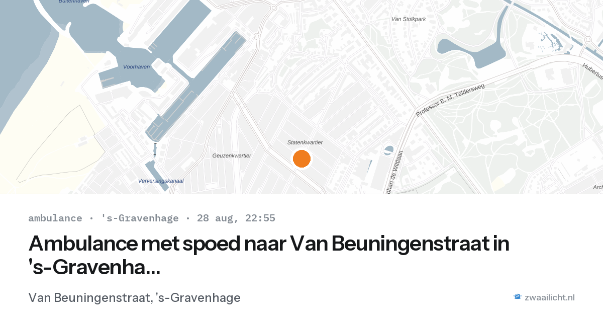 Ambulance met spoed naar Van Beuningenstraat in 's-Gravenhage — 28 aug 2026