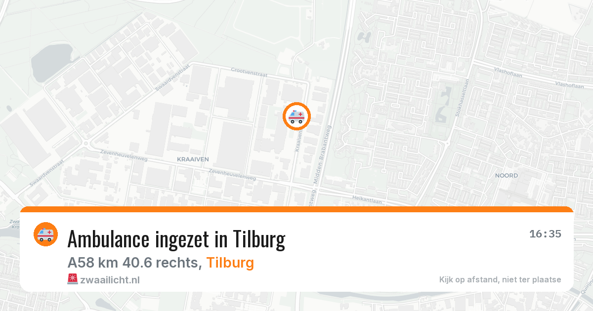 Ambulance ingezet in Tilburg — 6 jul 2026 | 🚨 Zwaailicht.nl