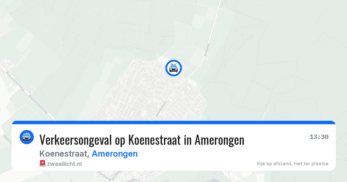 Verkeersongeval op Koenestraat in Amerongen — 29 jun 2026