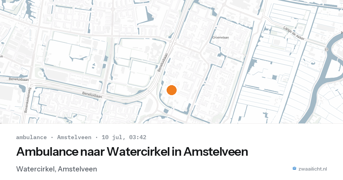 Ambulance naar Watercirkel in Amstelveen — 10 jul 2026