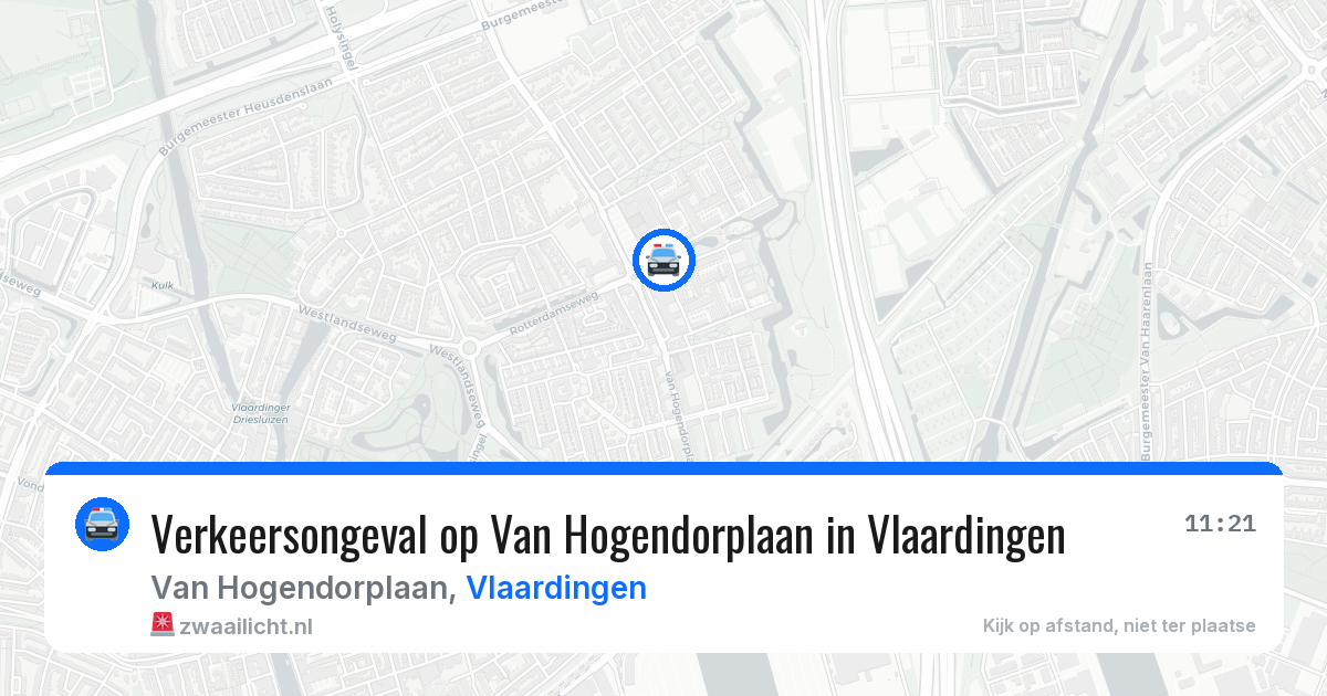 Verkeersongeval op Van Hogendorplaan in Vlaardingen — 22 jul 2026