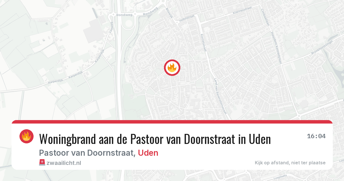 Woningbrand aan de Pastoor van Doornstraat in Uden — 8 jun 2026