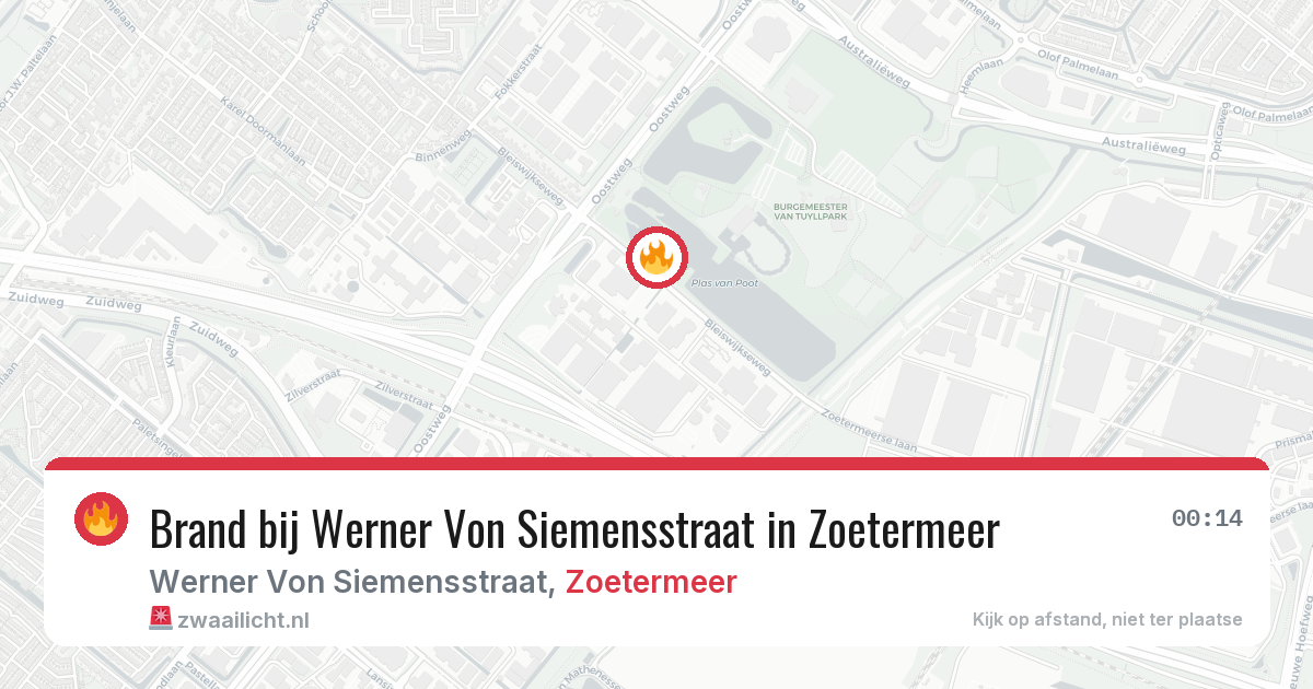 Brand bij Werner Von Siemensstraat in Zoetermeer — 19 jul 2026
