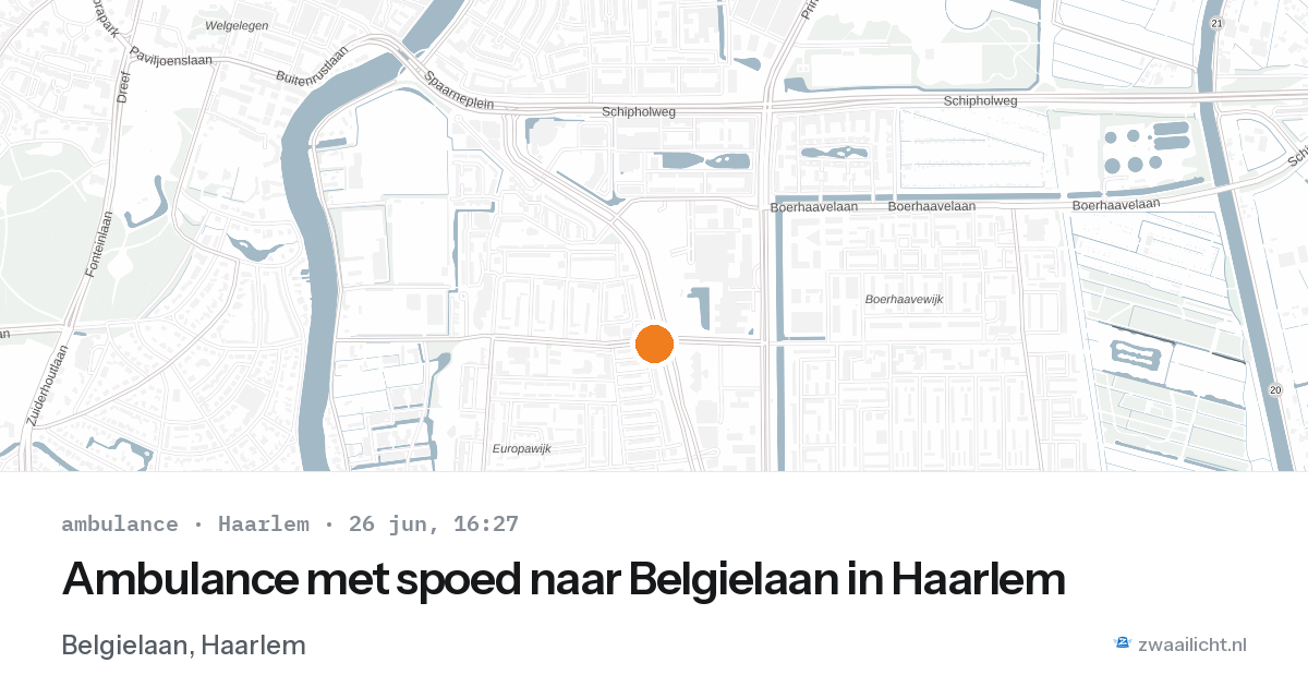 Ambulance met spoed naar Belgielaan in Haarlem — 26 jun 2026