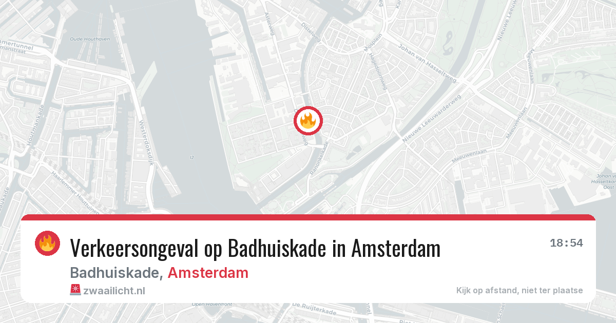 Verkeersongeval op Badhuiskade in Amsterdam — 20 jun 2026