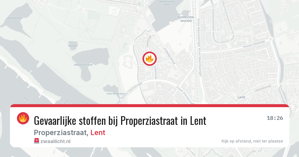 Gevaarlijke stoffen bij Properziastraat in Lent — 29 jun 2026