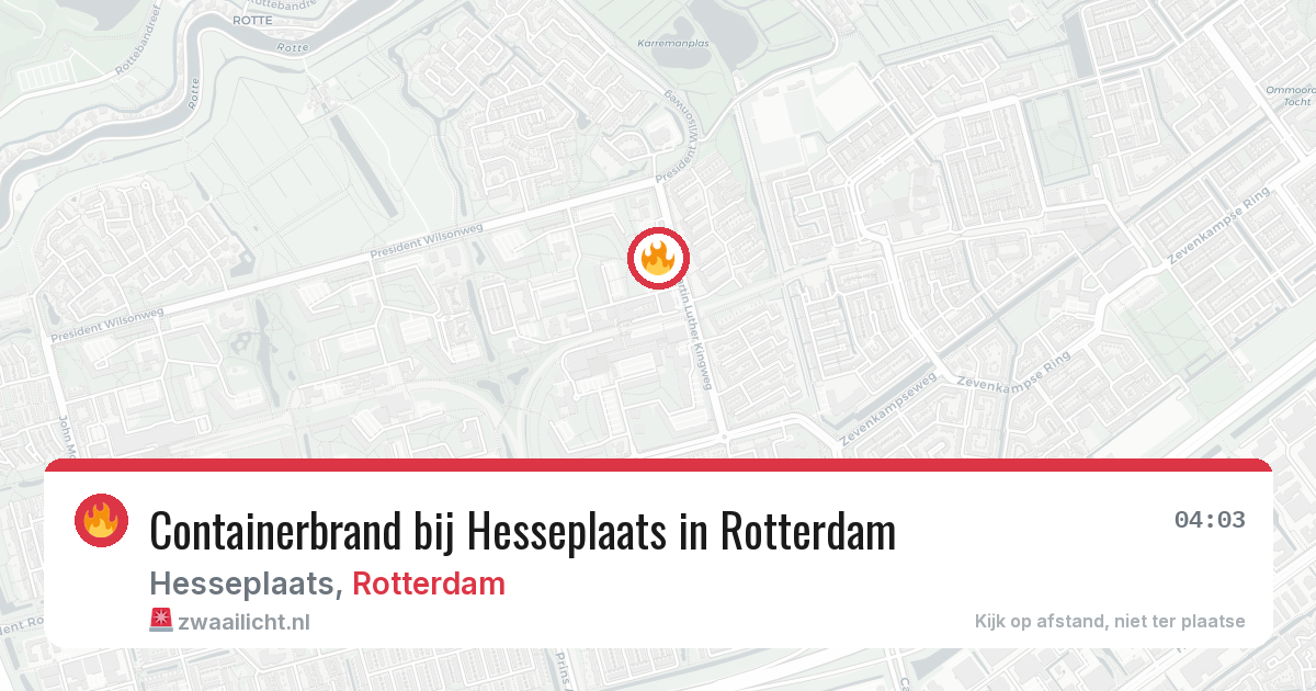 Containerbrand bij Hesseplaats in Rotterdam — 13 aug 2026