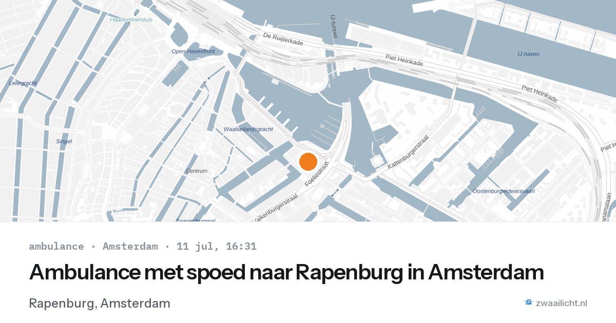 Ambulance met spoed naar Rapenburg in Amsterdam — 11 jul 2026