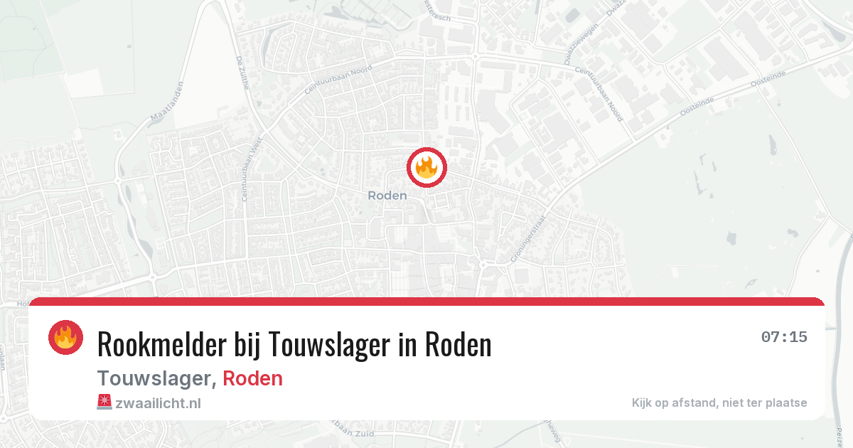 Rookmelder bij Touwslager in Roden — 17 jul 2026