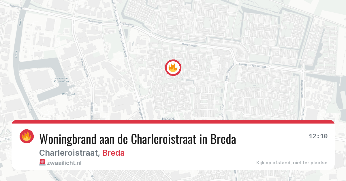 Woningbrand aan de Charleroistraat in Breda — 9 aug 2026