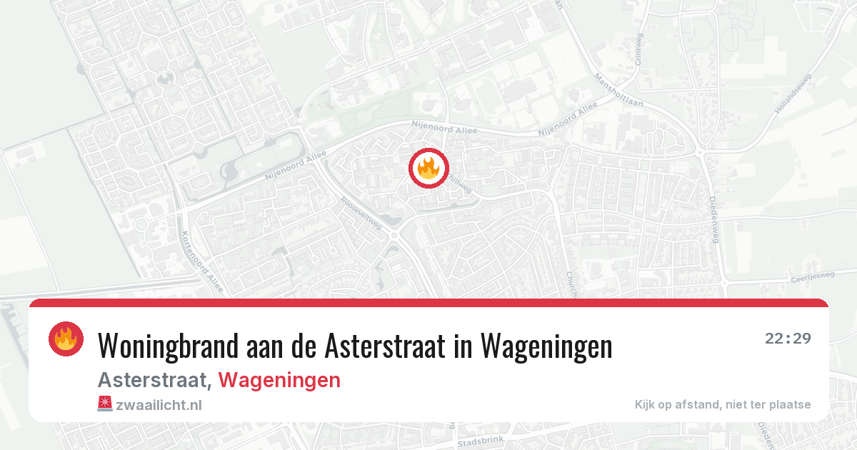 Woningbrand aan de Asterstraat in Wageningen — 30 jun 2026