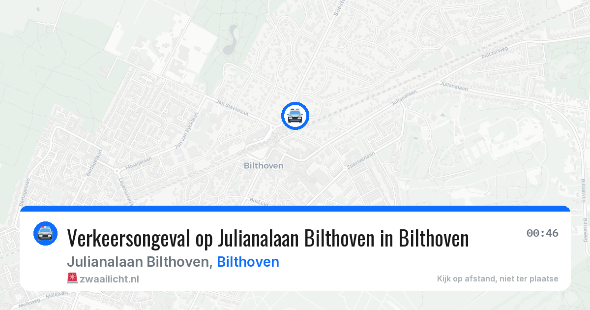 Verkeersongeval op Julianalaan Bilthoven in Bilthoven — 6 jul 2026