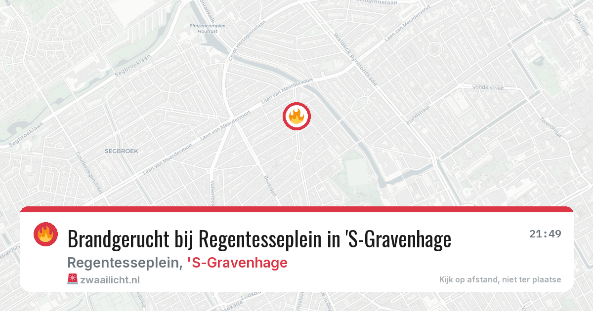 Brandgerucht bij Regentesseplein in 'S-Gravenhage — 22 apr 2026