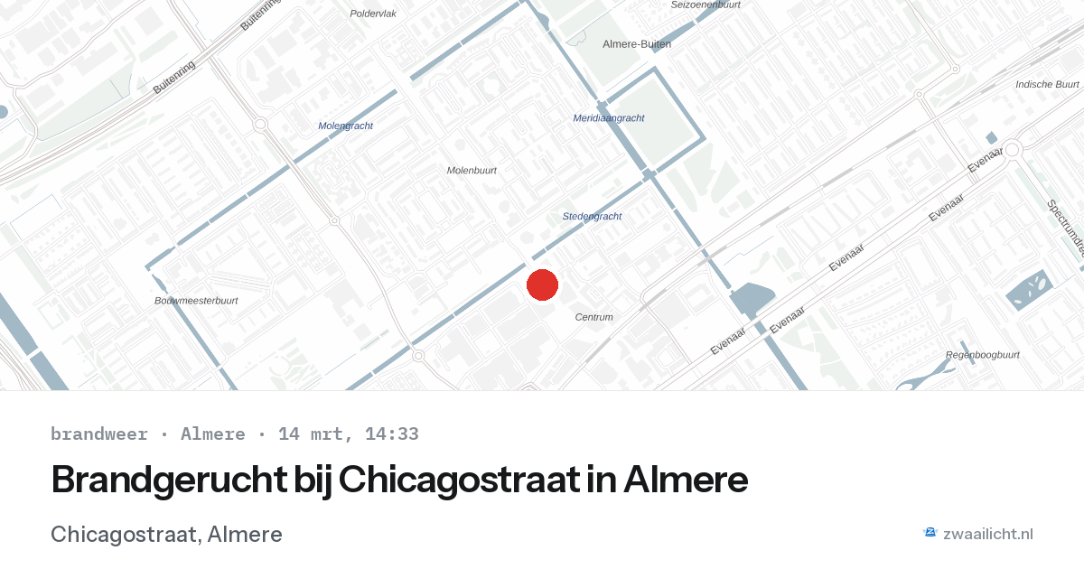 Brandgerucht bij Chicagostraat in Almere — 14 mrt 2026