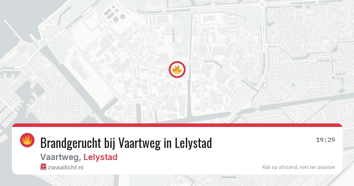 Brandgerucht bij Vaartweg in Lelystad — 29 jul 2026