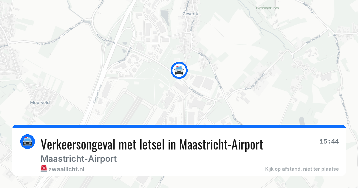 Verkeersongeval met letsel in Maastricht-Airport — 27 mrt 2026