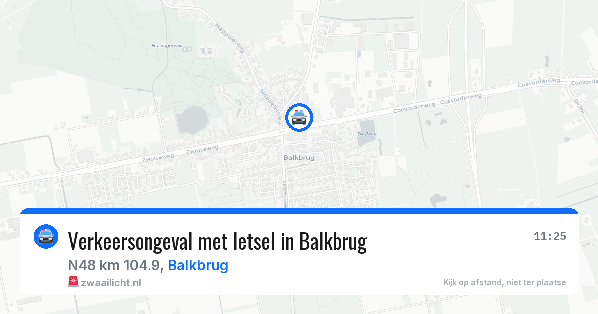 Verkeersongeval met letsel in Balkbrug — 30 jul 2026