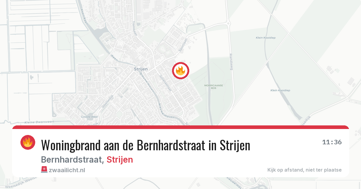 Woningbrand aan de Bernhardstraat in Strijen — 5 apr 2026