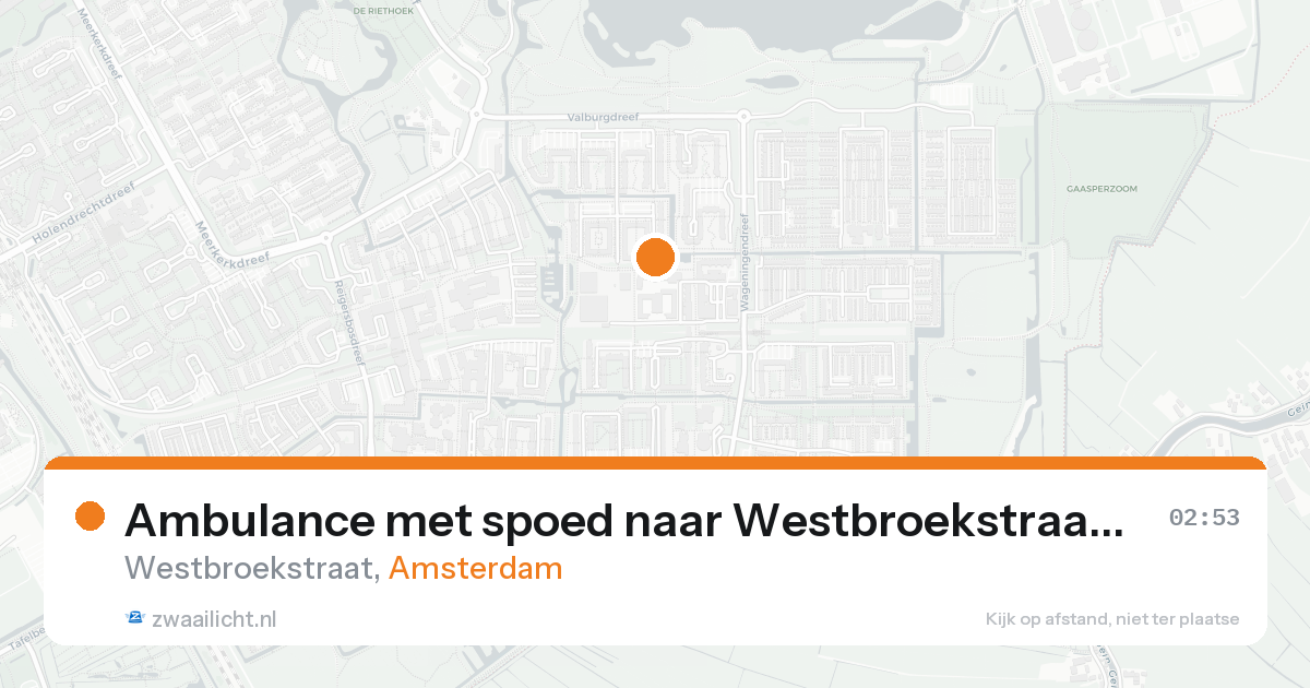 Ambulance met spoed naar Westbroekstraat in Amsterdam — 16 aug 2026